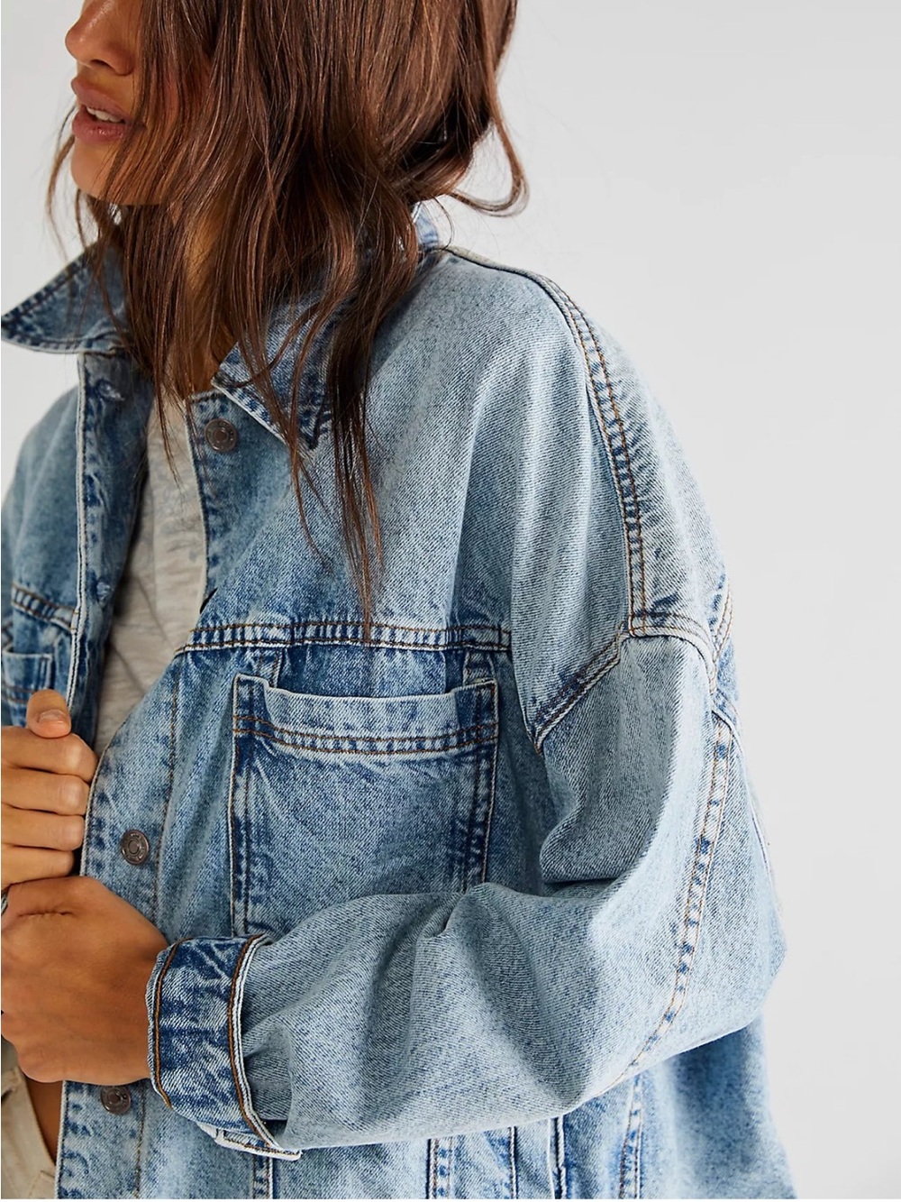 Free People We The Free Opal Swing Denim Jacket - Picture 2 of 12